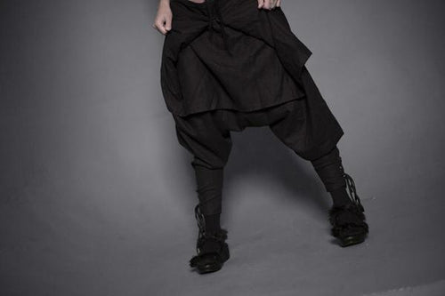 JiiNE UNiSEX SAMURAi SLACKS - BLACK (ONE SIZE)