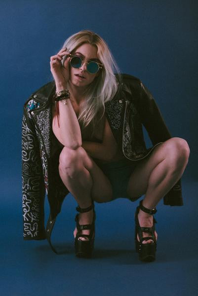 [ESQ] PiX3LFACE  LEATHER JACKET